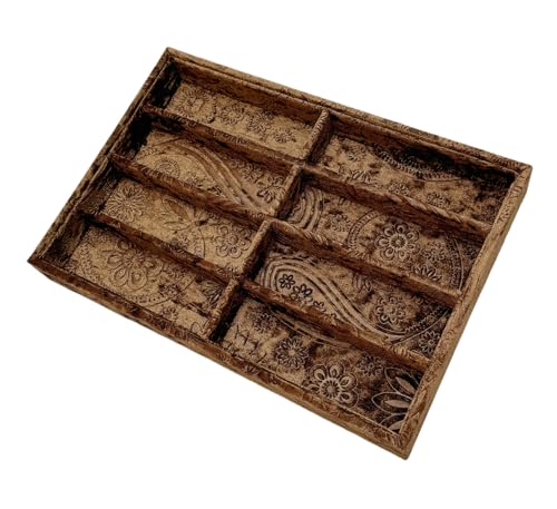 AgentMoon Extravagant Sunglasses Storage Tray,Jewelry Display Organizer.Nightstand Clutter Tray.Special Velour Lining,Combination of Decoration and Durability Luxurious Tray. (Embossing Coffee)