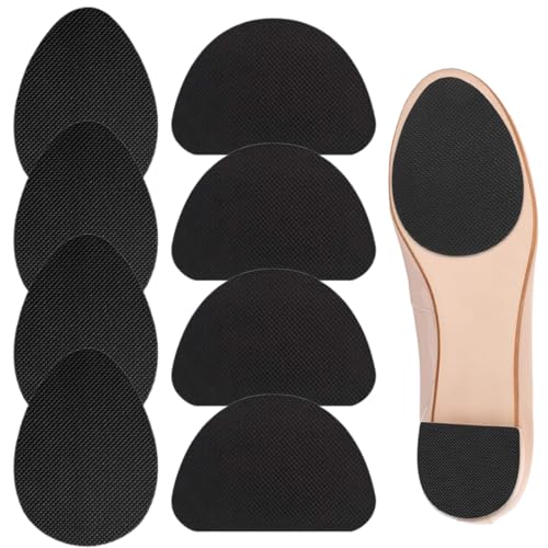 EORPAVU Plantillas cómodas para zapatos Paquete de 8 protectores de suela antideslizantes negros, pegatinas antideslizantes para zapatos y tacones altos (ovalados y semicirculares)
