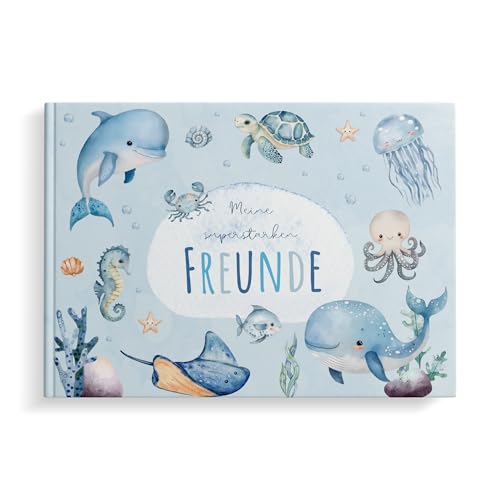MeinBaby123® Freundebuch für Kinder, Unterwassertiere Freundschaftsbuch, Kindergarten und Schule, Freundschaftsalbum - Geschenk für Kinder - Unterwasserwelt