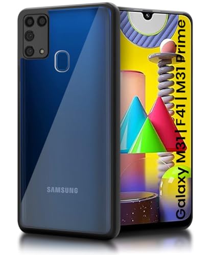 Image of WOW IMAGINE Shockproof Hybrid Back Cover for Samsung Galaxy M31 | F41 | M31 Prime | Hard Slim fit Back Case | PC & TPU | Clear Transparent Case - Black