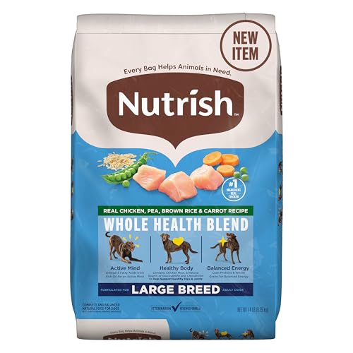 Nutrish Large Breed Real Chicken, Pea, Brown Rice & Carrot Recipe Whole Health Blend Dry Dog Food, 14 lb. Bag (Rachael Ray)