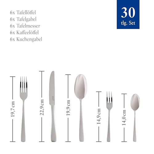 vivo by Villeroy & Boch – Voice Basic Tafelbesteck 30 teilig, 6 Personen, spülmaschinenfest, rostfrei, Besteck Set, Essbesteck, Messer Gabel Löffel Set, Cutlery Set, Vivo... – Bild 3