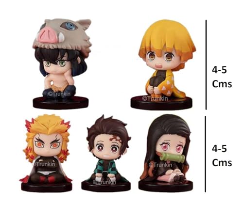 Image of Trunkin Demon Slayer Small Sitting Set Without Stand Tanjirou Nezuko Inosuke Zenitsu Kyoujurou Carino Dazed Eyes PVC Action Figure Kimetsu no Yaiba Small Set of 5