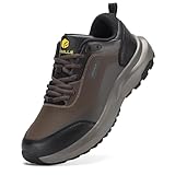 FitVille Wide Waterproof Shoes for Men Non Slip Outdoor Walking Shoes with Arch Support for Heel Pain Relief, Soft Toe Low-Top for Long Hikes,Trekking,Trails Brown/Black