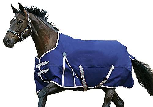 WeatherBeeta ComFiTec Essential Standard Neck Medium Horse Blanket, Navy/Silver/Red, 78'