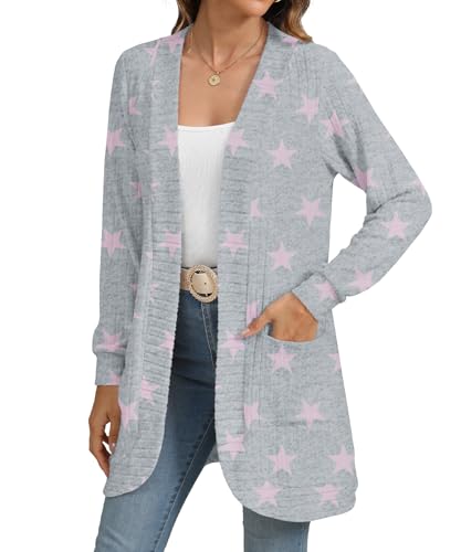 Image of YSYOKOW Cardigan Sweaters for Women Long Sleeve Open Front with Pockets | Long Cardigans for Women Lightweight Soft Casual Dressy Loose Fit Cardigan Sweater with Pockets for Work and Office