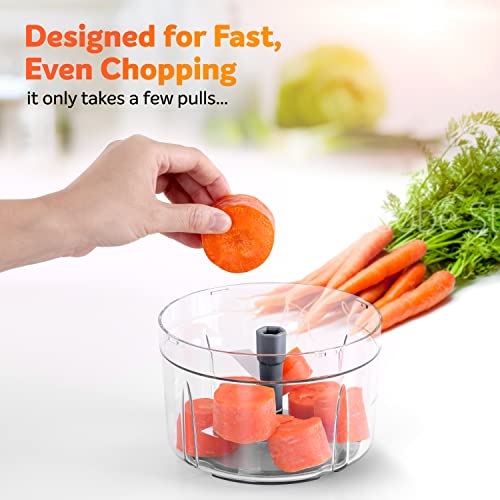 Mueller Strongest-And-Heaviest Duty 2 Speed Pull Chopper Vegetable Cutter For Nuts, Garlic And More, Manual Food Processor - Vegetable Slicer And Dicer, 40.5Oz No Bpa Bowl #TOP4