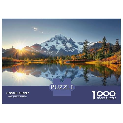 Puzzle de 1000 piezas para adultos con escena de naturaleza y montaña nevada al amanecer 2