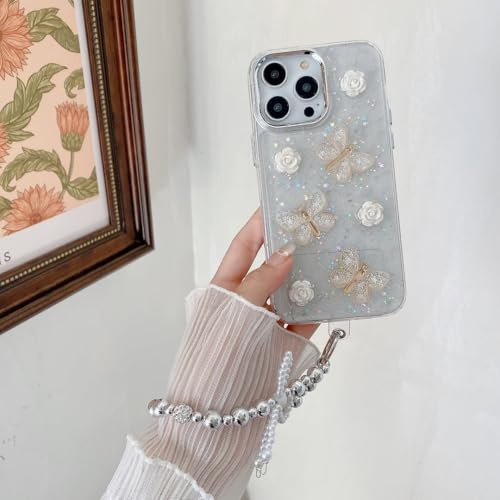 Image of PEEPERLY Back Cover Case for iPhone 15 Scratch Resistant Anti-Slip TPU Shockproof Protective Durable Crystal Flutter Case