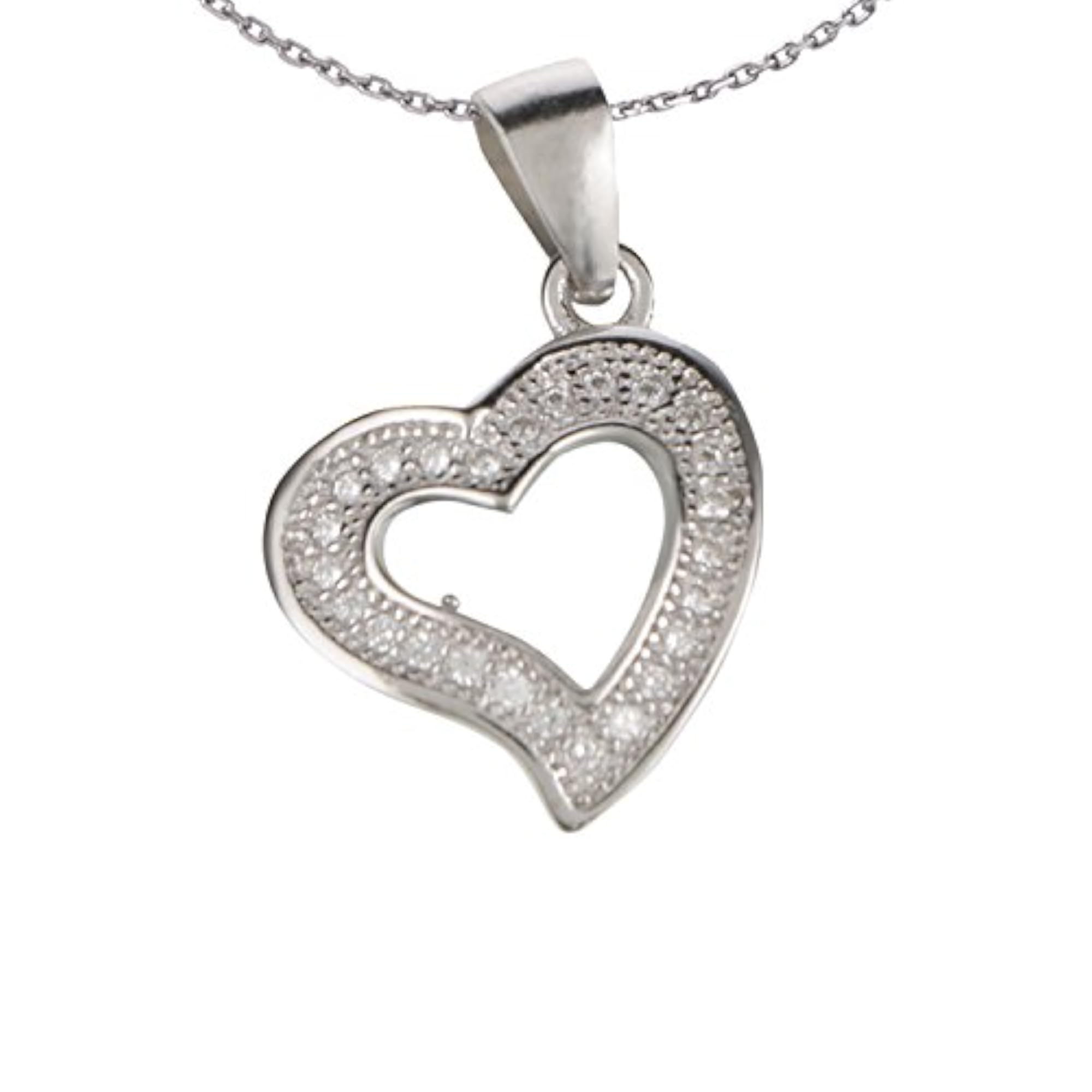 Women's 925 Silver BIS Hallmarked Heart Pendant with Chain