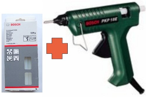 Preisvergleich Produktbild Bosch Heißklebepistole PKP 18 E + 500g Klebesticks, Schmelzkleber transparent