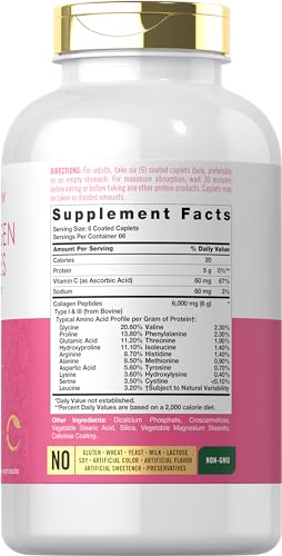 Carlyle Collagen Peptides 6000mg | 400 Caplets | with Vitamin C | Type 1 and 3 | Non-GMO, Gluten Free, Grass Fed Supplement - Image 3