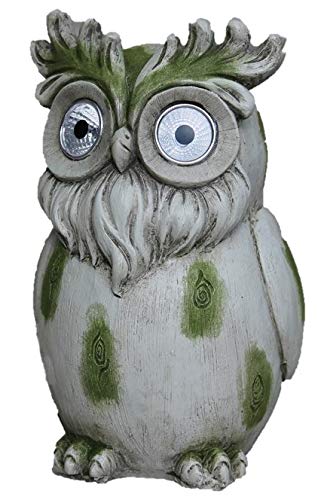 Preisvergleich Produktbild Greenkey Garden and Home Ltd Barted Owl Figur mit Solarlicht, Grau / Grün