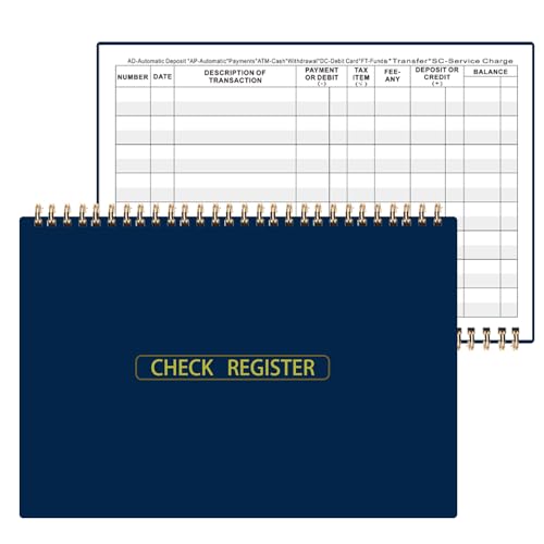 Registre de chéquier personnel bleu carnet de suivi de chèques et solde bancaire