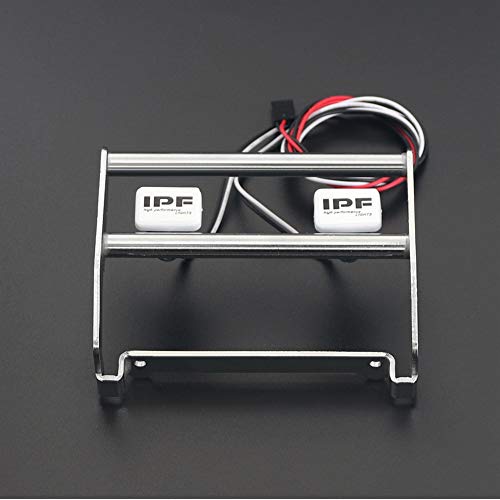 RETYLY Metal Front Bumper with Led Light for 1/10 RC Crawler TRX4 K5 ,Silver