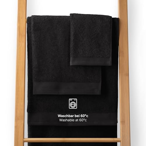 Blumtal Premium Frottier Waschlappen Set 10 teilig 100% Baumwolle - Oeko-TEX zertifizierte Waschlappen 10x (15x20 cm) - Ultra saugstarkes Frottier Seiftücher Set waschbar °60 - Seiflappen Schwarz – Bild 5