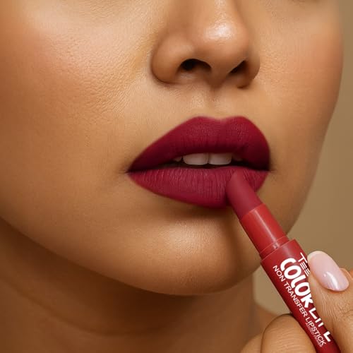 Image of TEEN TEEN Color Life Nontransfer Crayon Lipstick | Matte Finish with Built-in Primer | Waterproof & Long Lasting Lip Color | Smudge-Proof, Fade-Resistant Formula | Bridal-Red, 2gm