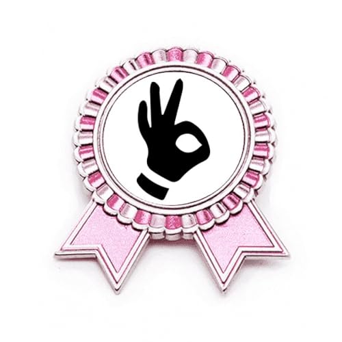 Broche rose motif OK Gesture Outline en métal taille M pour customisation textile