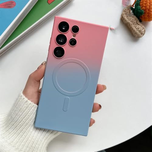 Coque de charge magnétique Samsung Galaxy en silicone premium, protection fine et moderne Rose Gris