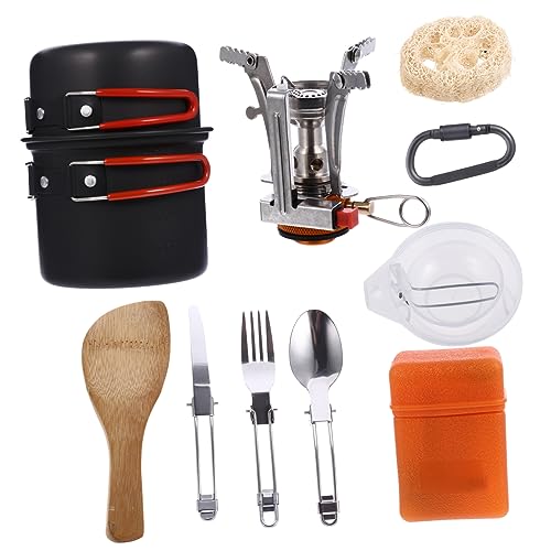 TOBBOMEY 1set Portable Camping Cooking Pot Lightweight Cookware for Outdoor Use for Hiking and Picnics High-Temperature Resistant Comfortable Handle for Persons