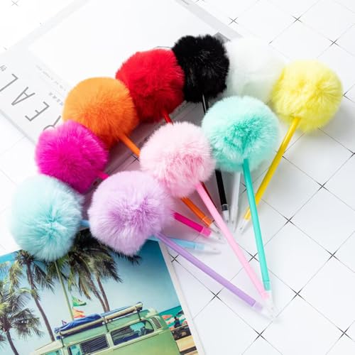 Bolígrafos Gel con Pompones Rosa 5 Piezas miniatura 3