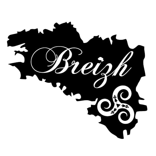 Autocollant Sticker Breizh, Stickers Carte Bretagne, Autocollants Breton Triskel, Vinyle haute performance pour voiture moto bateau (1 - noir profond, 12 X 10...