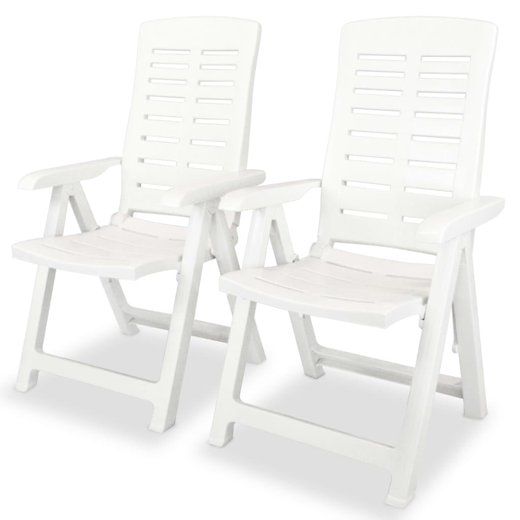 Chaise de jardin inclinable plastique blanc lot de 2 fauteuil extérieur