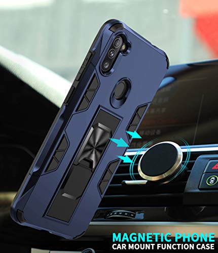 Dahkoiz Case for Samsung Galaxy A11 Case with Tempered Glass Screen Protector[2 Pack],Rugged Ring Grip Kickstand Cover Military Grade Drop Protection Phone Cases for Samsung Galaxy A11 A115, Blue - Thumbnail 6