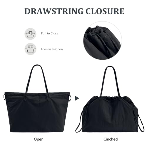 Bolso Tote de Nylon para Mujer con Cierre de Cordón miniatura 4