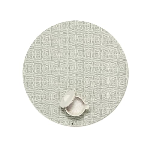 Martha by Martha Stewart - Manteles individuales de boj Chilewich en abulón, juego de 4, textiles tejidos de fácil cuidado, interior/exterior, redondos de 15 pulgadas