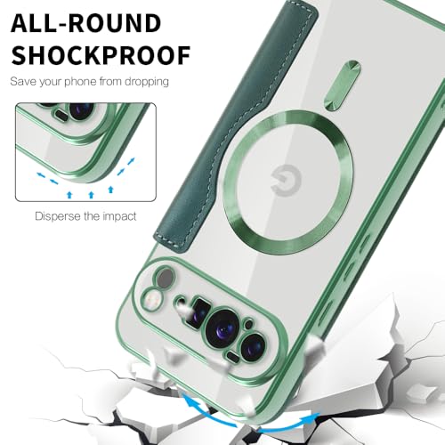 LEMAXELERS Magnetic Case for Google Pixel 10 Pro XL, Compatible with MagSafe, with Card Slots RFID Blocking Shockproof Protective Clear Phone Cover for Google Pixel 10 Pro XL, Green WD by LEMAXELERS - Used condition - Image 6