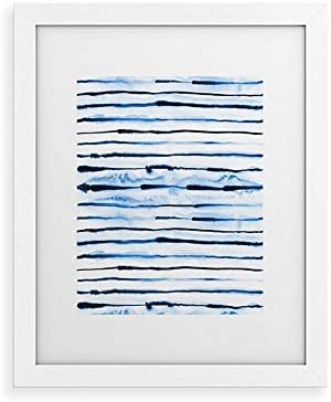 Deny Designs Ninola Designs Framed Art Print, White Classic (8" x 10"), Indigo Ink Stripes