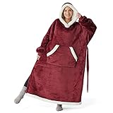 Bedsure Oversized Blanket Hoodie - Long-length Wearable Hooded Blanket Sweatshirt with Side Split,...