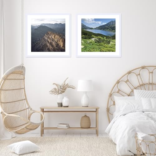 Image of JCJMY 30x30 Picture Frame White with 24x24 Mat, Display Photo 24x24 with Mat or 30 x 30 Without Mat, Wall Hanging Large 30x30 Poster Frame with Shatter Resistant Plexiglass, White