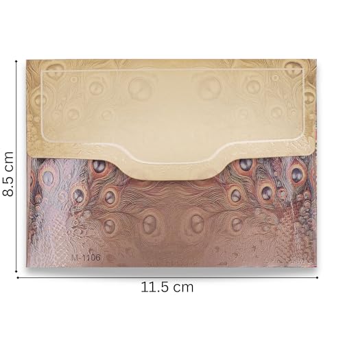 Image of Fonsie cash shagun Pocket small size (4.53 * 3.35 inches) fancy design envelopes pack of 30 for gifting money on wedding gift, baby shower gift, shagun, family gatherings, Peacock Yellow.