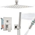 Aolemi Ceiling Mount Shower System with Rainfall Shower Head and Handheld,High Pressure Shower Faucet Set Fixture Combo with 2 in 1 Handheld Spray Rough-in Valve,12 Inch Shower Head Brushed Nickel