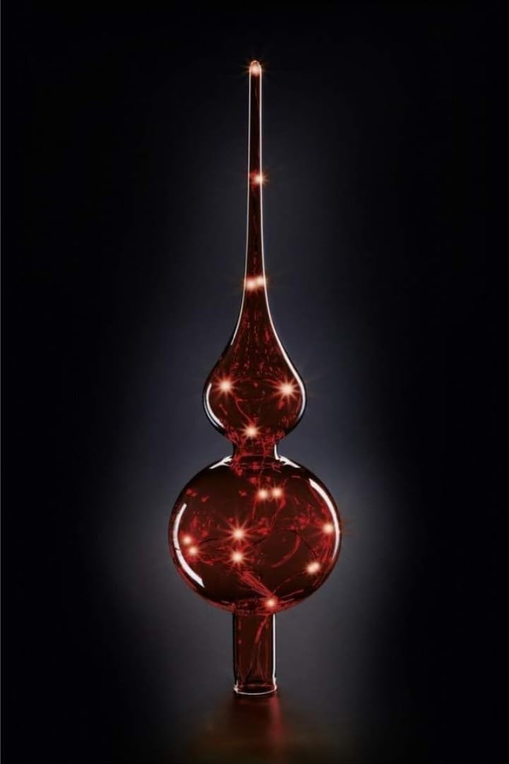 Lumix® Decorazione per albero di Natale a LED, senza fili, in vetro bianco caldo, soffiato a bocca, decorazione natalizia, 29 cm, prodotto in Germania, 76030, trasparente