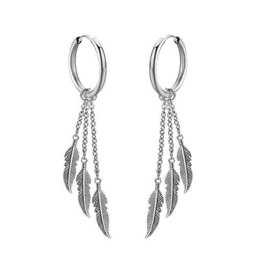 Metallo: argento sterling 925. Le piume che pendono sotto gli orecchini da donna sono realistiche, mostrano la forma naturale dello spirito e trasmettono una sensazione di leggerezza e santità.