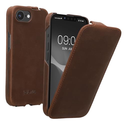 kalibri Funda con Tapa Ultra Fina Compatible con Apple iPhone 16e - Funda Protectora de Piel en marrón