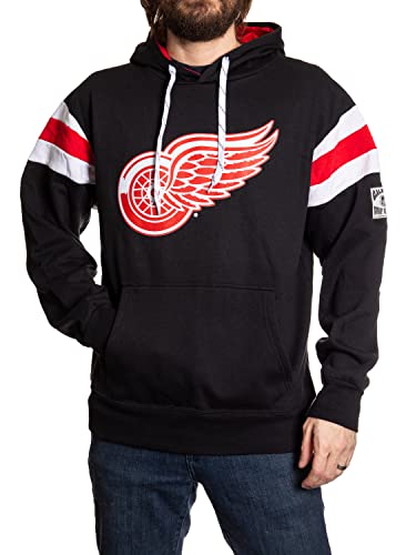 Calhoun NHL Surf & Skate Mens Varsity Retro Style Pullover Hoodie The Coastal Collection (Large Detroit Red Wings)