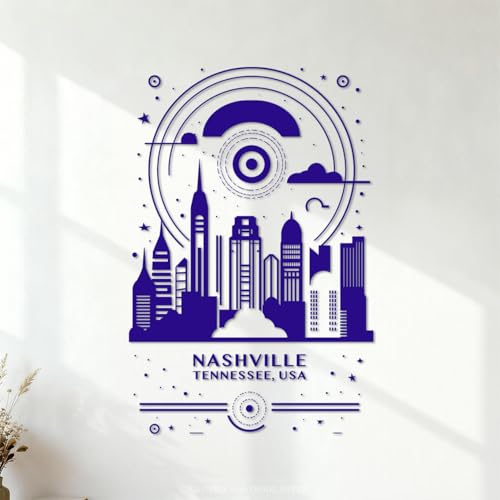 Stickers muraux États-Unis d'Amérique, Nashville 32x48cm Modification et ajout d'informations possibles Bleu foncé