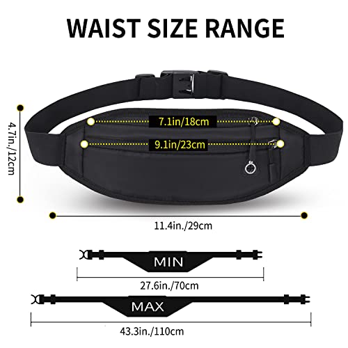 QKUDS Laufgürtel Handy bis 7 Zoll Hüfttasche für Damen Herren Kinder Mädchen Gürteltasche Bauchtasche wasserdichte für Sport Running Joggen Fitnesss Radfahren (Schwarz)