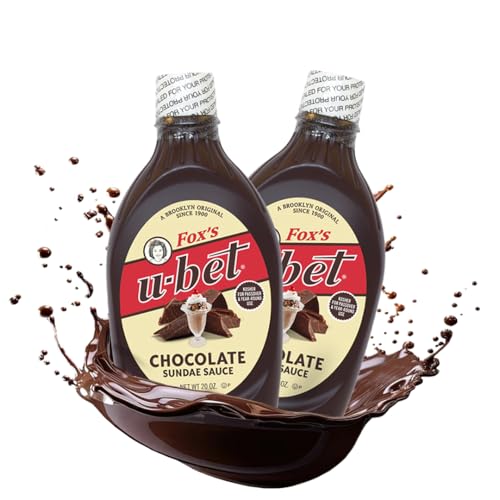 FOX'S U-BET Chocolate Sundae Syrup, Brooklyn Original, Kosher, 20 oz, 2-Pack
