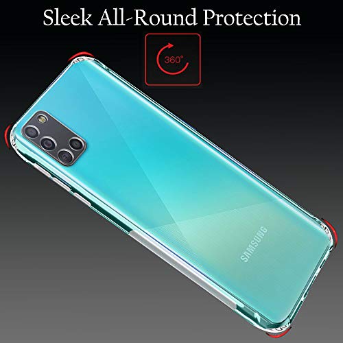 Image of TheGiftKart Ultra Clear Slim Anti-Slip Grip Soft Silicone Back Cover Case with Complete Camera Protection & Anti-Dust Plugs Built-in for Samsung Galaxy A31 (Transparent)