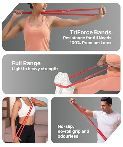 Image of Resistance Band for Workout & Stretching, Exercise Band for Men & Women, Thera Band for Yoga, Pilates, Gym, Home Workout & Fitness Training, Latex Band for Strength, Toning & Flexibility,Red(5-15Kg)