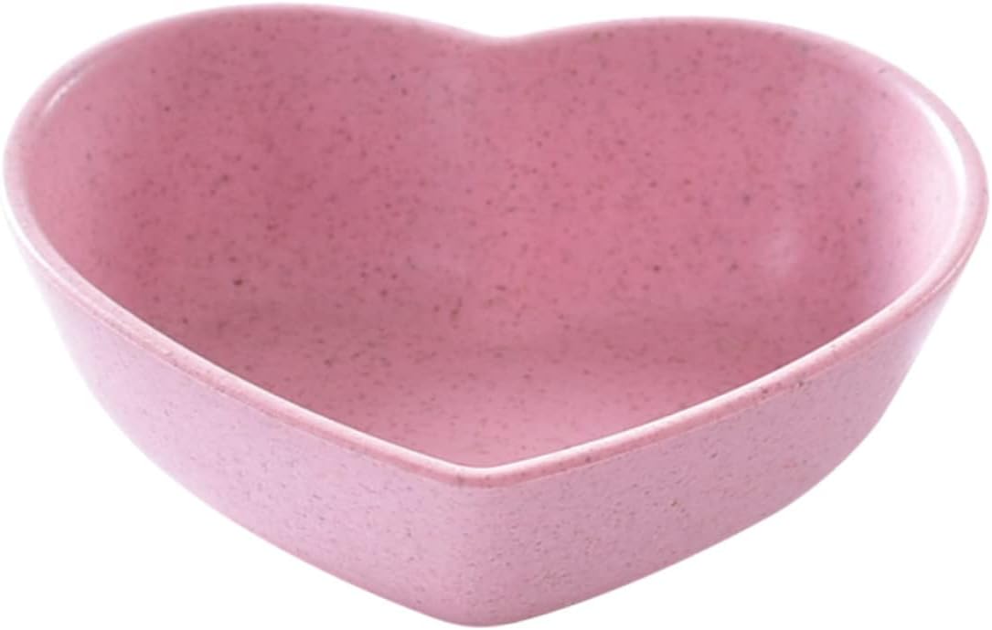 Garneck 4 Pack Mini Heart Sauce Dishes Small Bowls for Sushi Sauce Condiments Wheat Straw Tasting Dishes Dinnerware Set for Dinner (pink)