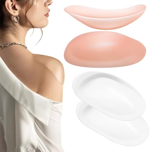 VEOIRXU 2 Pares de Hombreras Autoadhesivas de Silicona Unisex,Transparente Invisible Suave Hombrera Mejorada, Hombrera Enhancer para Mujeres Hombres Hombro Almohadillas Antideslizantes