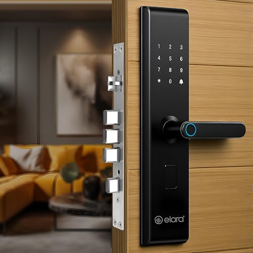 Image of Elara Echo Lite Basic Smart Door Lock - 6-in-1 Access: Fingerprint, Card, PIN, Keys & Non-WiFi, Black (2-Year Warranty)