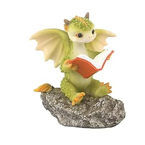 Dragon Figurine Ornament Design Accessories Desktop (Dragon Reading On a Stone)