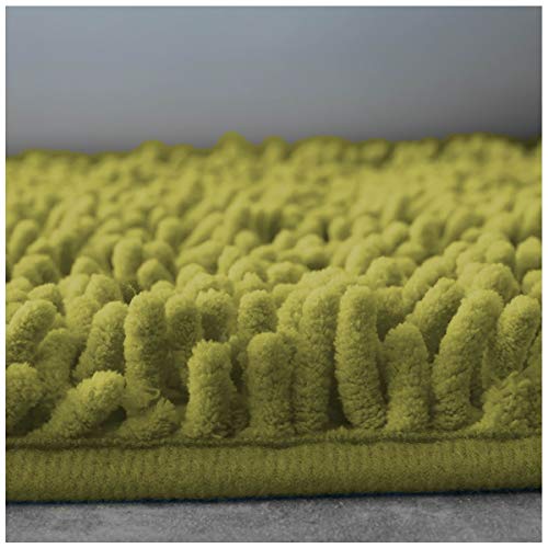 GAVENO CAVAILIA Luxury 2 Piece Loop Bath Mat Anti Slip Pedestal Set, Extra Absorbent 100% Microfiber Chenille Bathroom Toilet Rug, Regular (50x80, 50x40 cm), Green, Microfibre